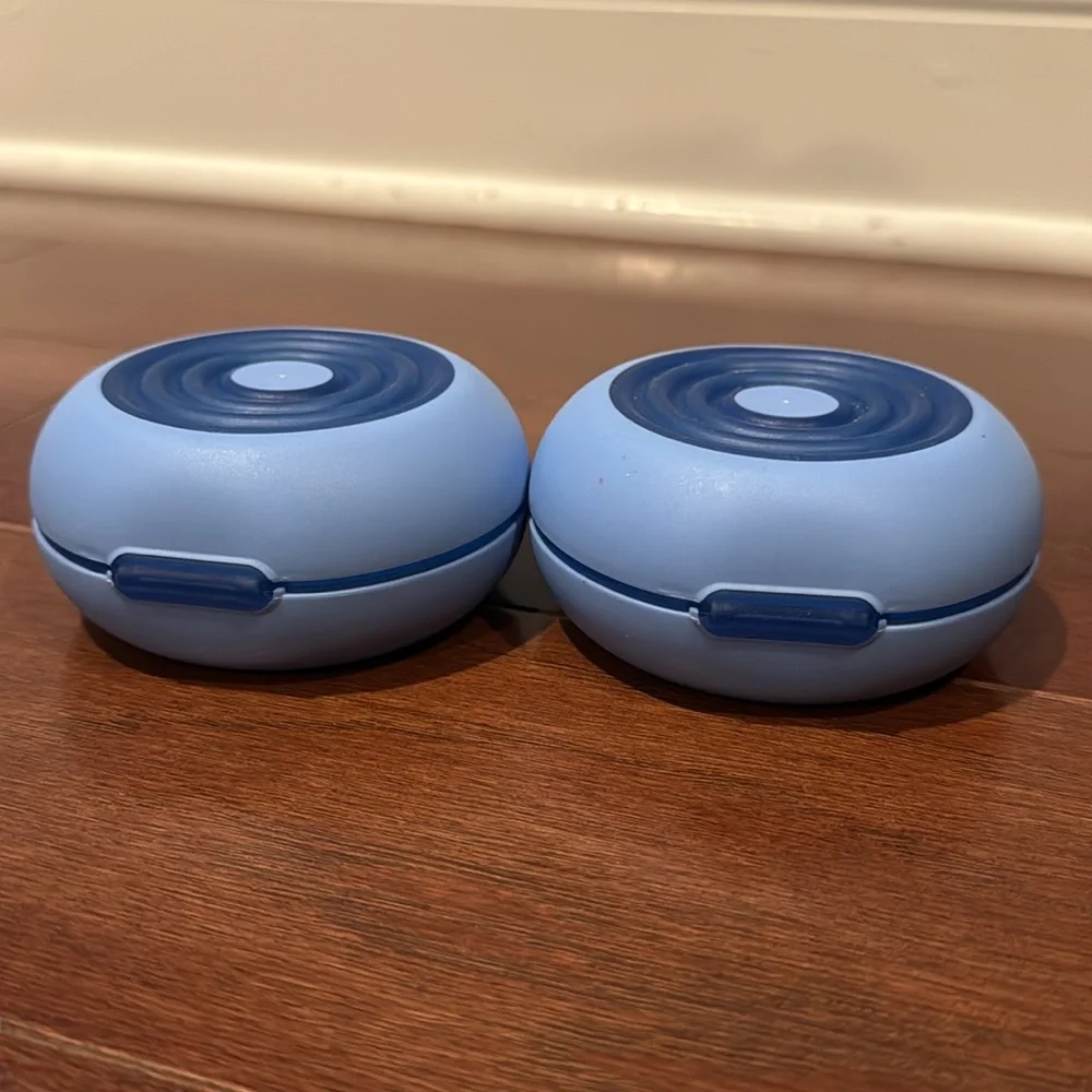 Tupperware, flexible containers set 3 flexible blue round great for snacks toys
